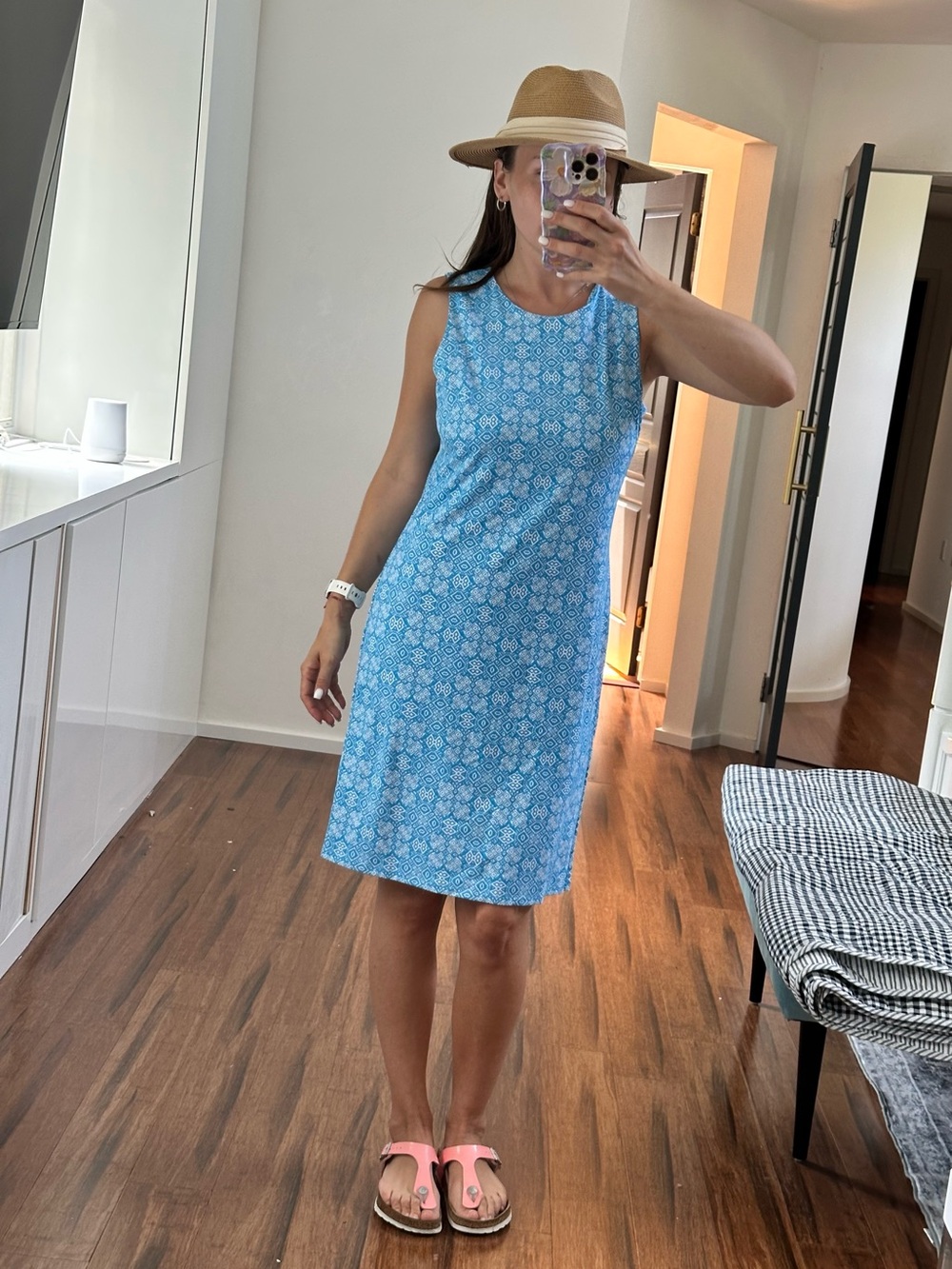 J. McLaughlin Light Blue Printed Sleeveless Midi Dress